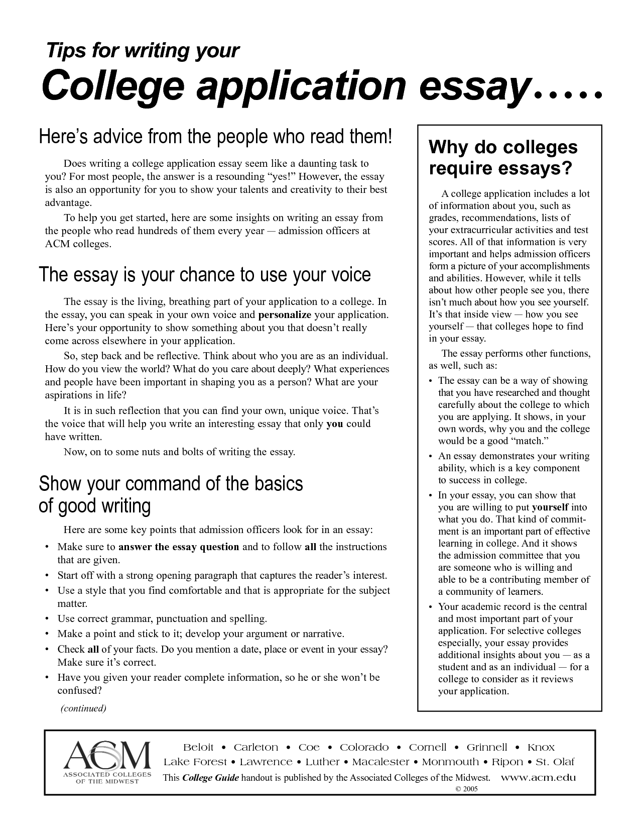 College admissions essay help universal