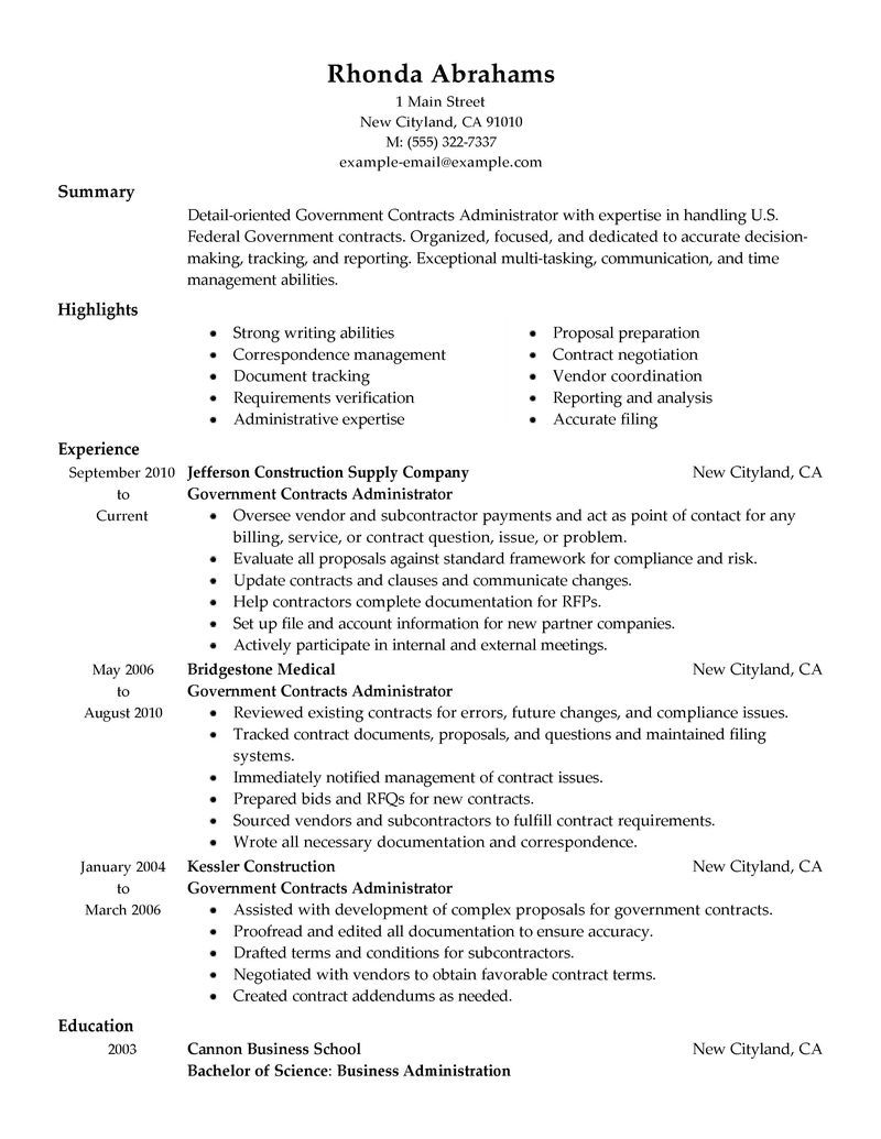 Government job resume writing service