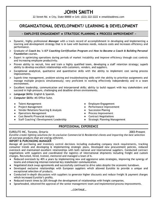 Best resume format for purchase manager