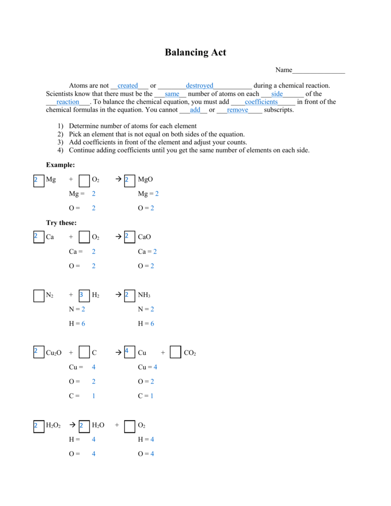 Homework help for balancing chemical equations