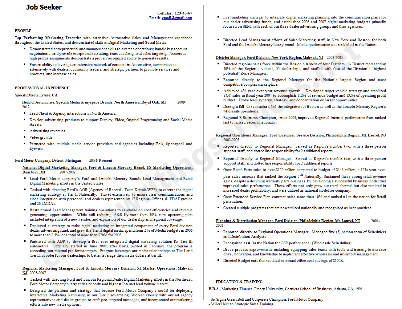 Price for resume writing services