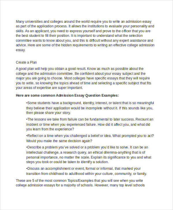 College admissions essay help universal